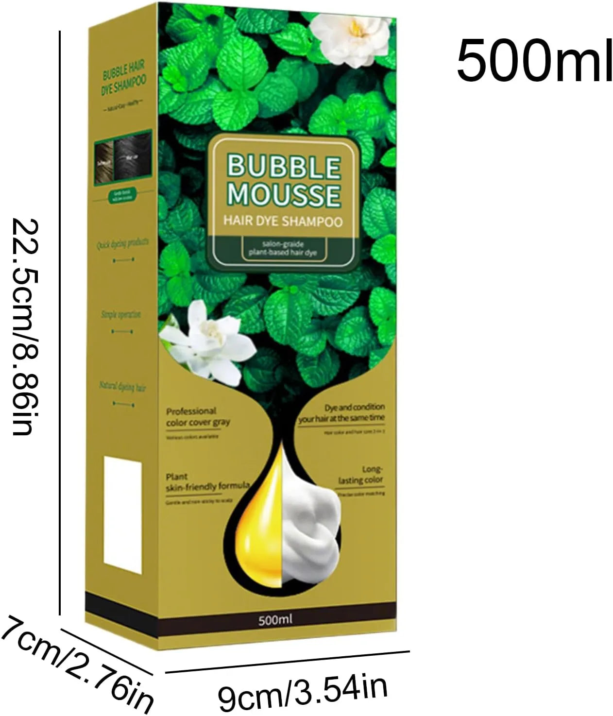 đ„PlantâBased Hair Color Cream â 500 ml, ScalpâProtective, No Drip & Gentle for AtâHome Use