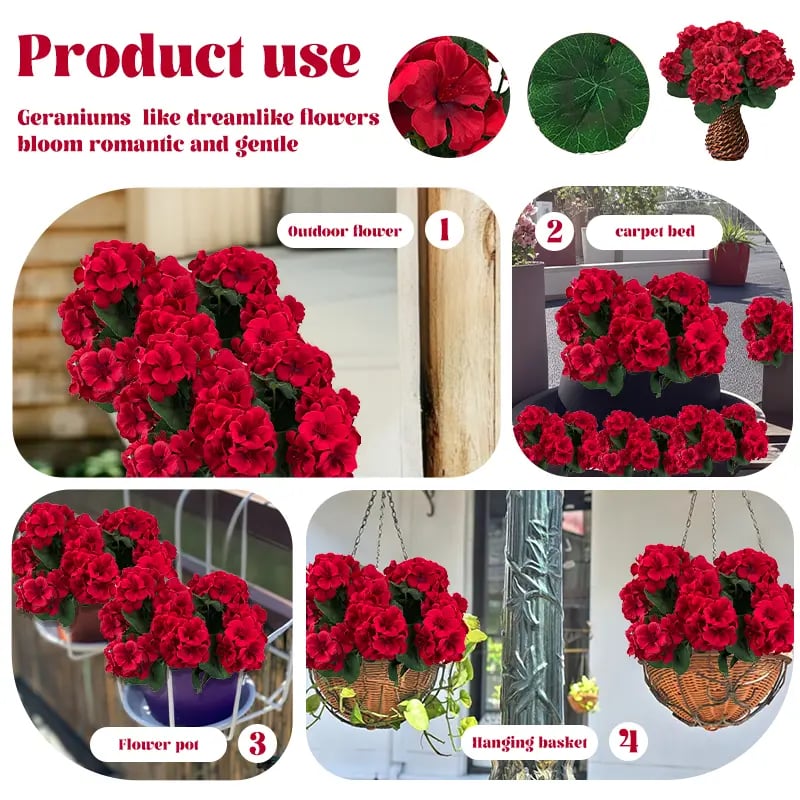 🔥LAST DAY 49% OFF - Artificial Geranium Flowers For Outdoors