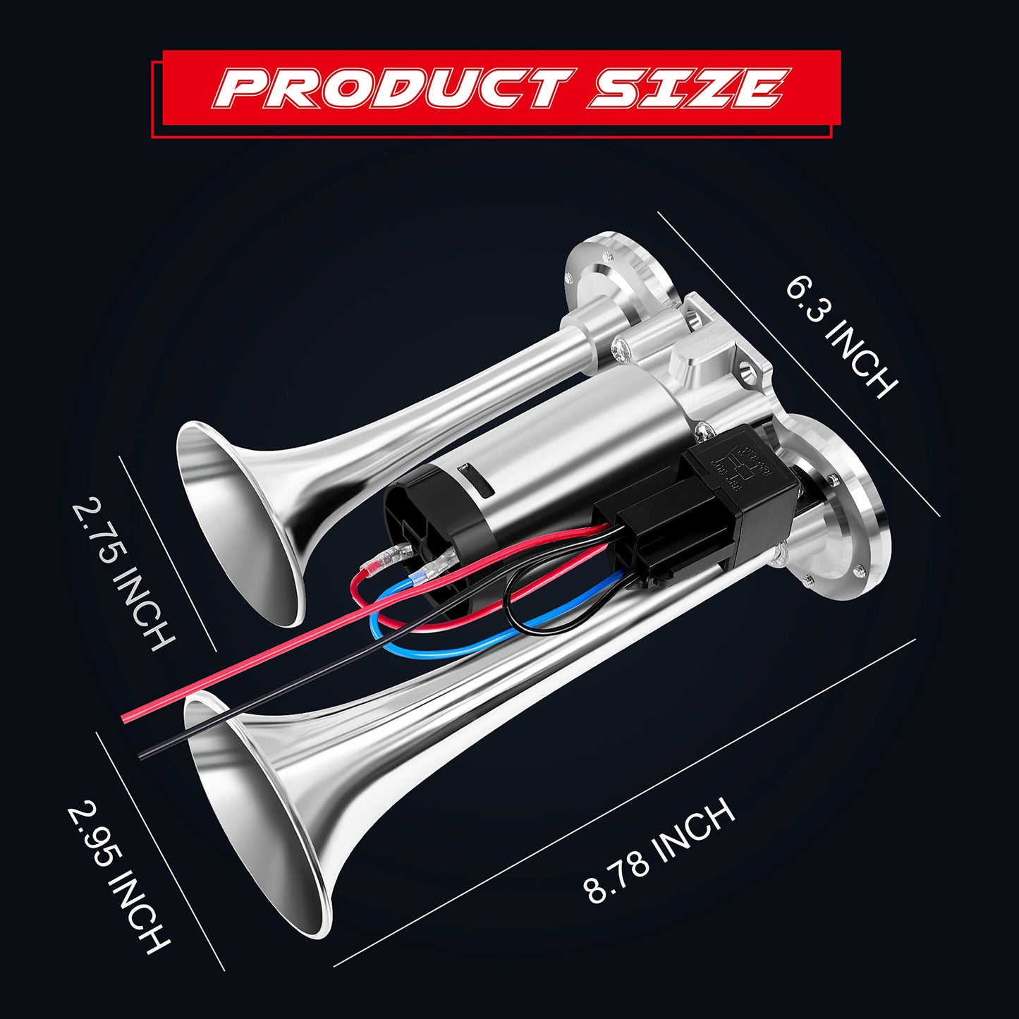 🔥150DB Air Train Horn Kit with Compressor