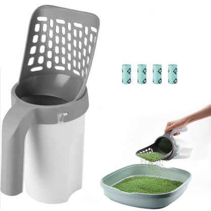 Portable Trash Can Cat Litter Shovel with Trash Bags