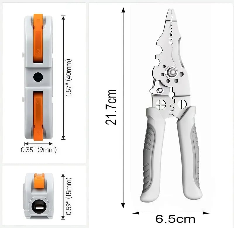 Universal Quick Lever Electrical Wire Connectors (24-12 AWG)  + Wire Stripper