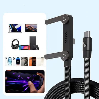 💥Last day 49% off💯-240W super fast charging 360 rotating invisible stand detachable two in one charging cable