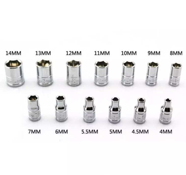 46 Pieces 1/4 Inch Ratchet Socket Repair Wrench Tool Box Set