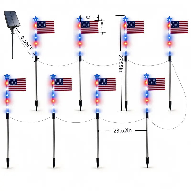 🇺🇸Independence Day Promotion-2-Piece Flag Light Set (4th of July Decorations with 8 Lighting Modes)