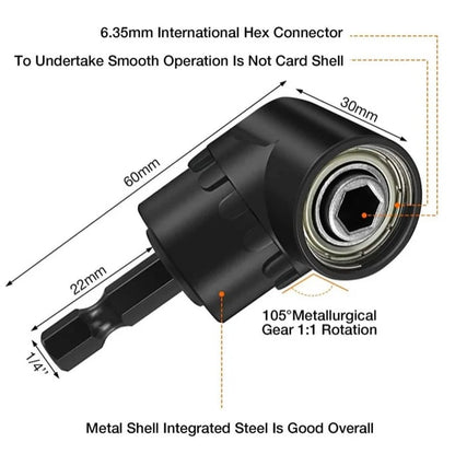 6Pcs Right Angle Drill Attachment Set with 105° Angle Drill Adapter and Impact Grade Socket Adapter