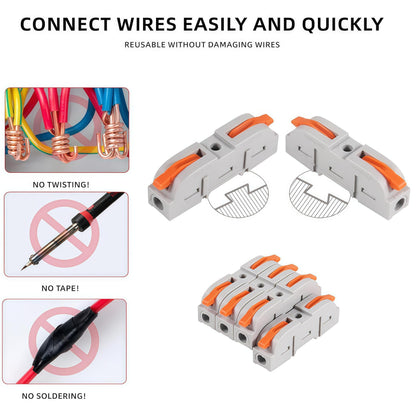 Universal Quick Lever Electrical Wire Connectors (24-12 AWG)  + Wire Stripper