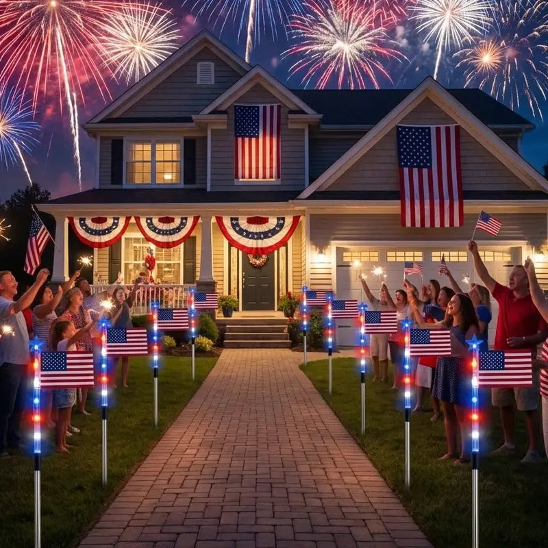 🇺🇸Independence Day Promotion-2-Piece Flag Light Set (4th of July Decorations with 8 Lighting Modes)
