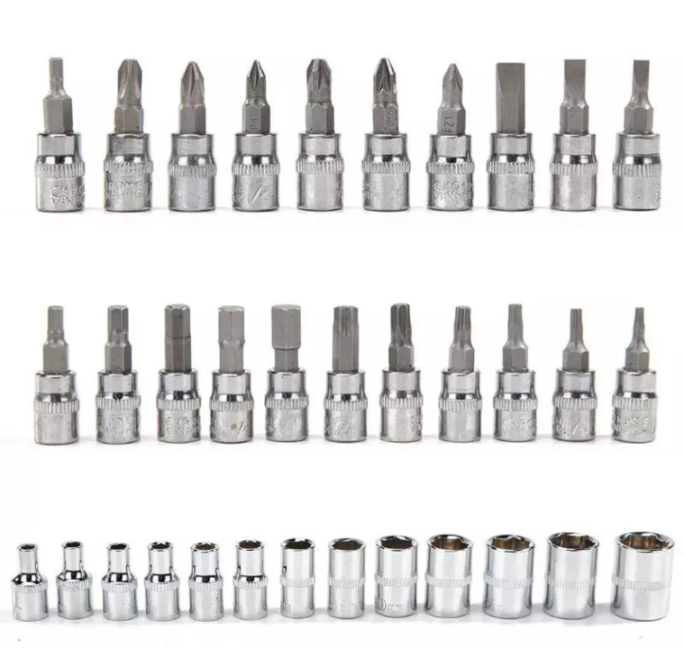 46 Pieces 1/4 Inch Ratchet Socket Repair Wrench Tool Box Set