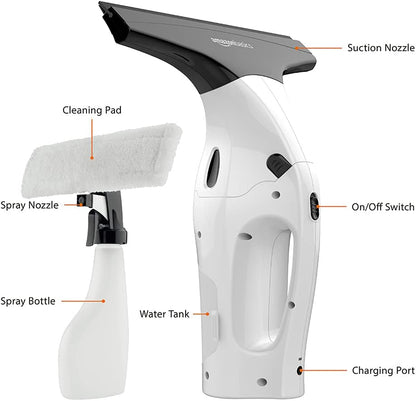 Cordless, rechargeable, automatic portable glass cleaner