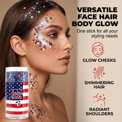 🎉News Last Day 49%off💯- 3-in-1 patriotic glow red white blue glitter body stick