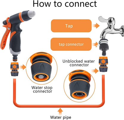 8 Patterns High Pressure Garden Hose Spray Gun Set