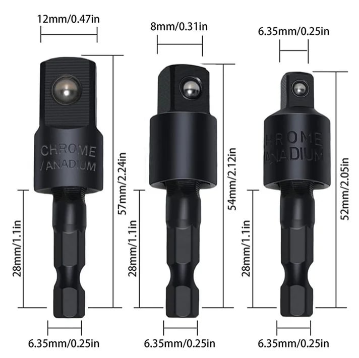 6Pcs Right Angle Drill Attachment Set with 105° Angle Drill Adapter and Impact Grade Socket Adapter