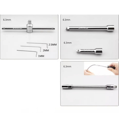 46 Pieces 1/4 Inch Ratchet Socket Repair Wrench Tool Box Set