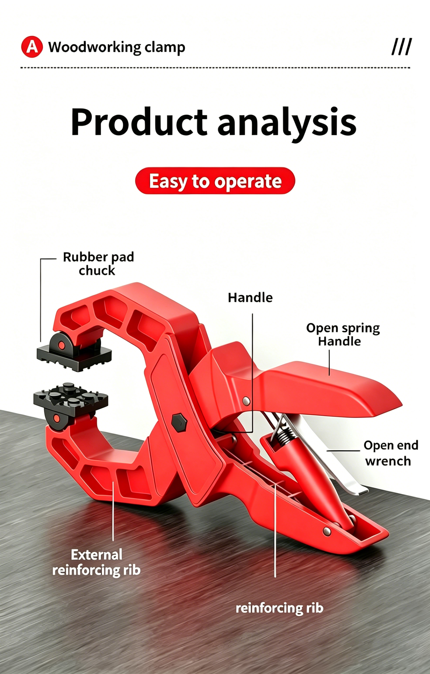 🛠️ Quick-Grip One-Handed Woodworking Clamp - Heavy Duty Spring Clamp