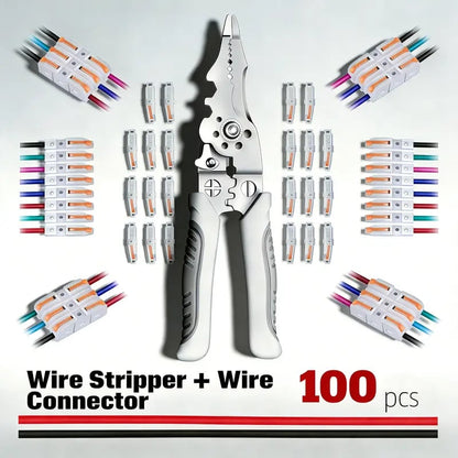 Universal Quick Lever Electrical Wire Connectors (24-12 AWG)  + Wire Stripper