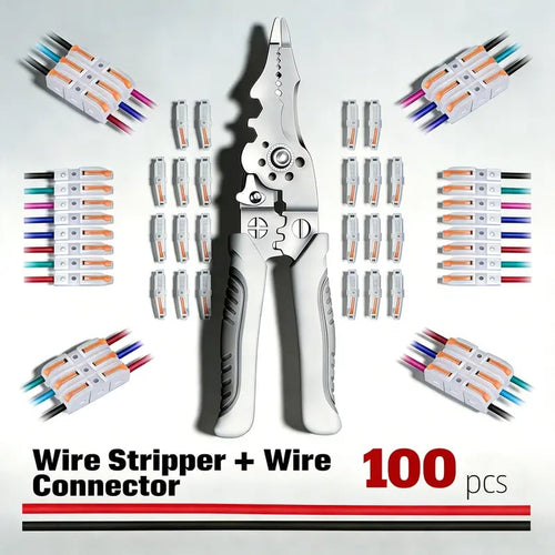 Universal Quick Lever Electrical Wire Connectors (24-12 AWG)  + Wire Stripper