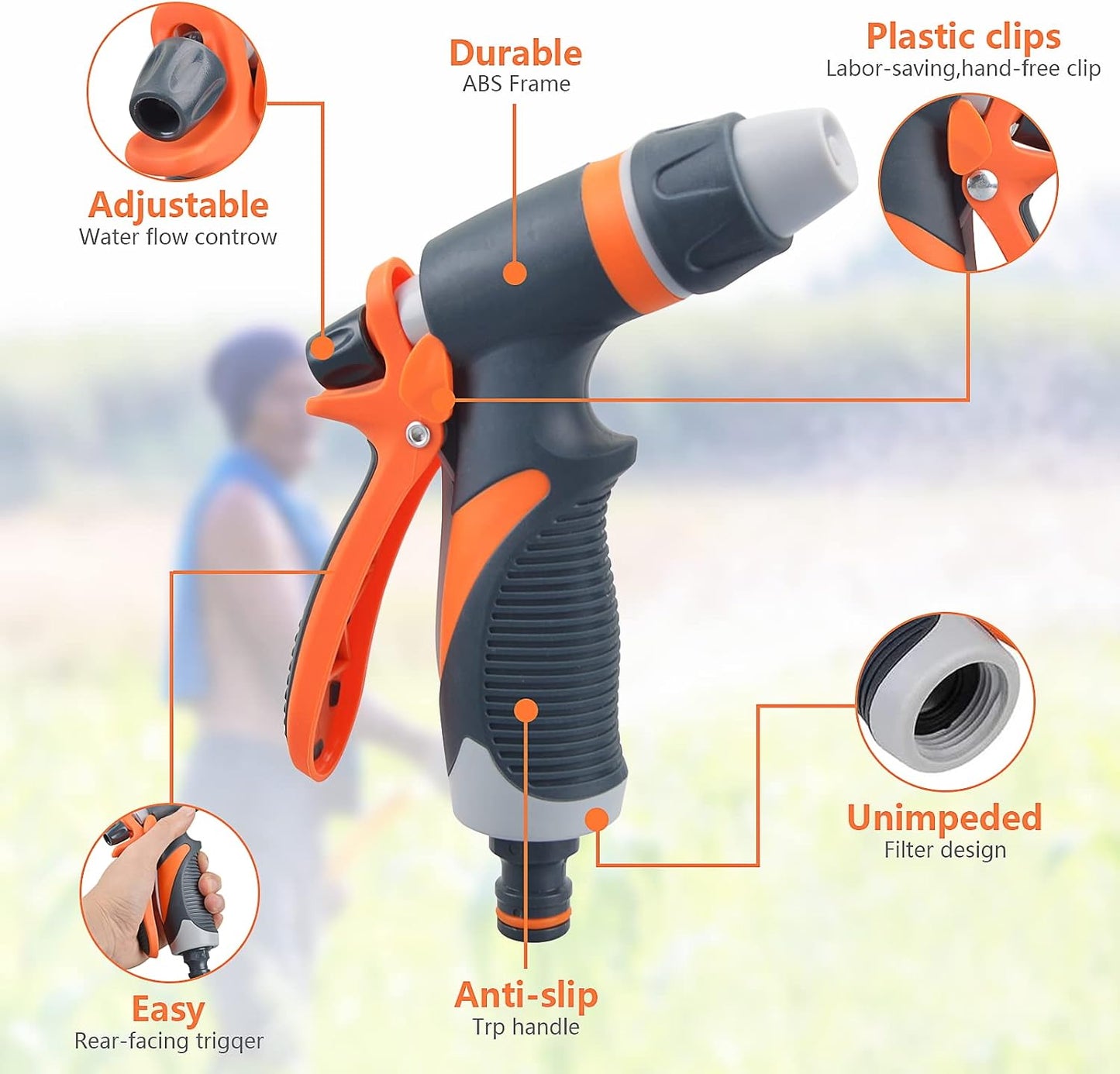 8 Patterns High Pressure Garden Hose Spray Gun Set