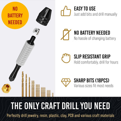 Pin Vise Hand Drill Manual - Jewelry w/Micro Drill Bits