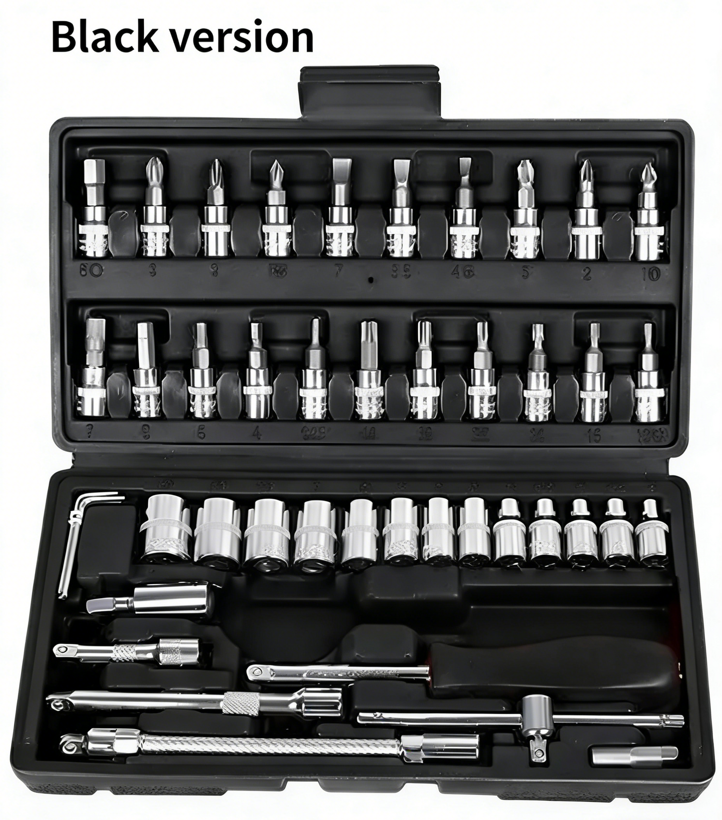 46 Pieces 1/4 Inch Ratchet Socket Repair Wrench Tool Box Set