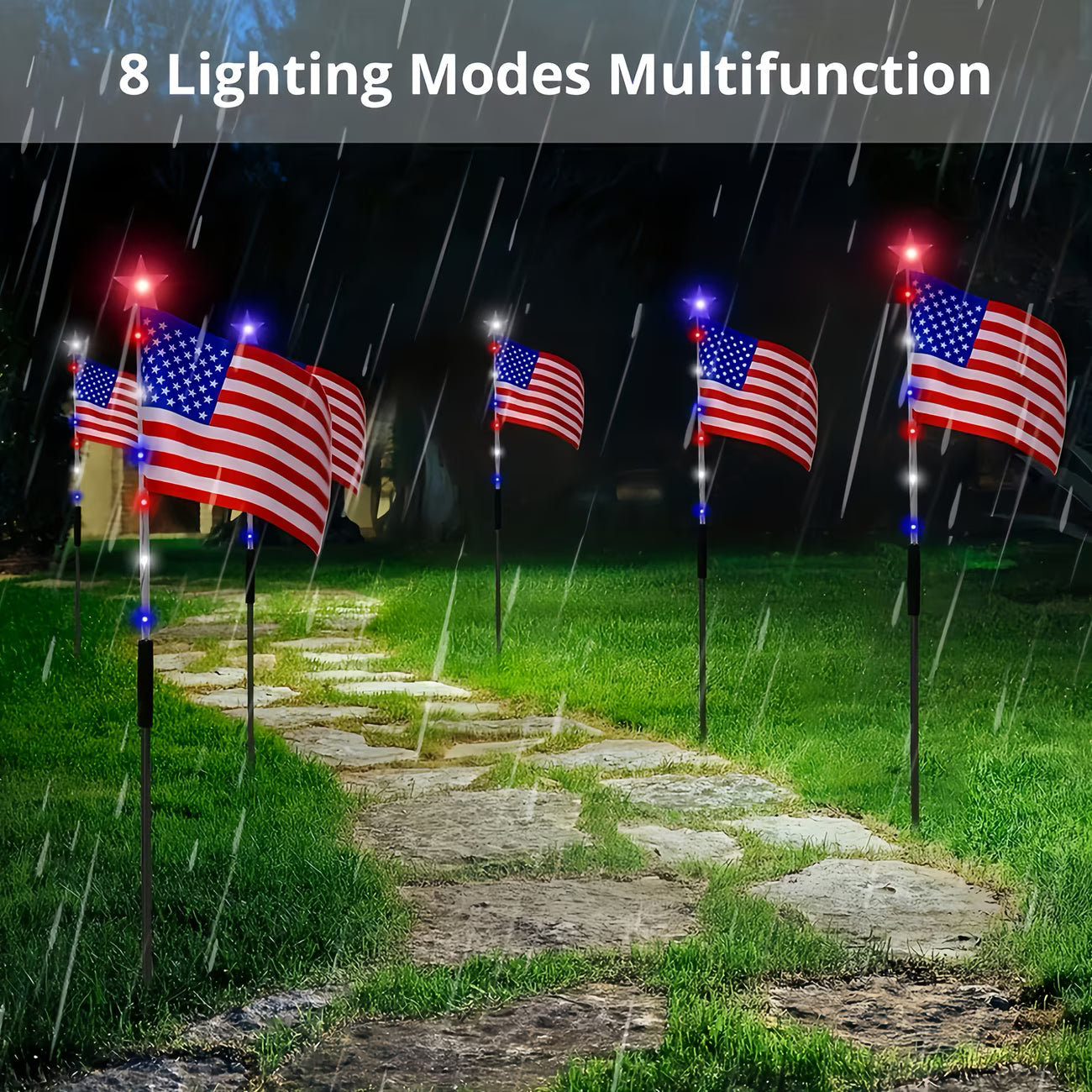🇺🇸Independence Day Promotion-2-Piece Flag Light Set (4th of July Decorations with 8 Lighting Modes)
