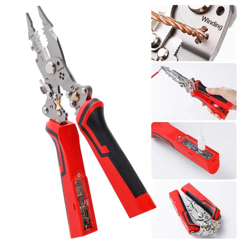 16 in 1 Wire Stripper Twister Pliers 30V-220V Voltage Tester, AC/DC Live Wire Detector