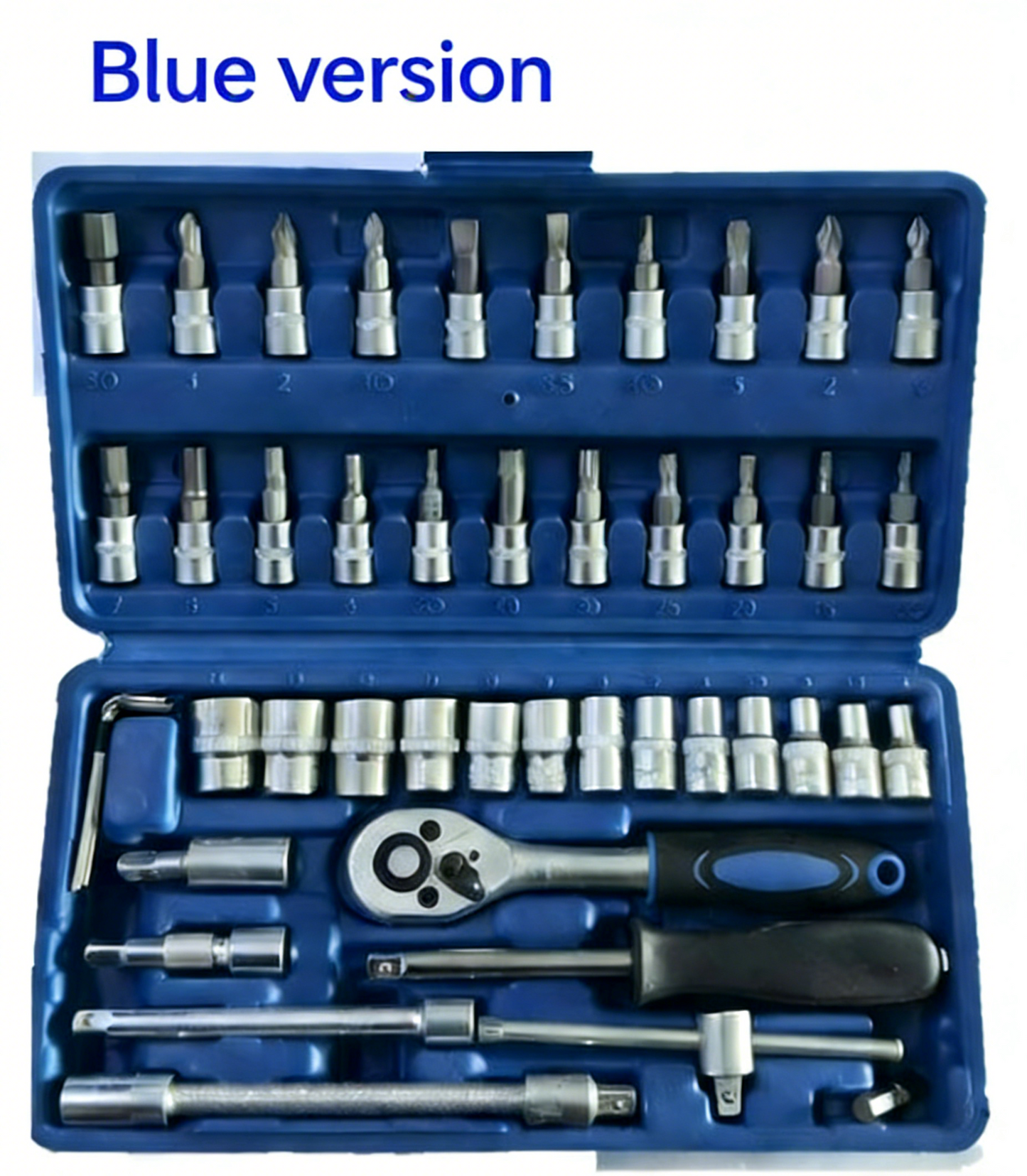 46 Pieces 1/4 Inch Ratchet Socket Repair Wrench Tool Box Set