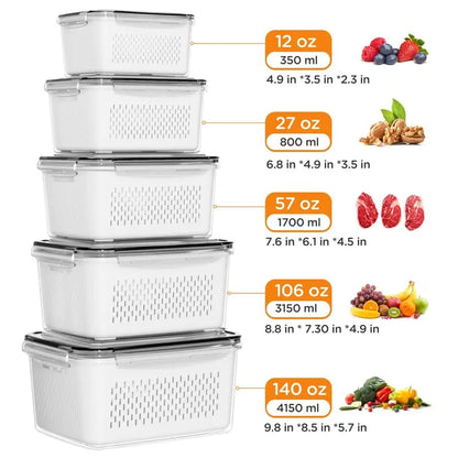 The Ultimate 5-Piece 4-in-1 Produce Saver & Fridge Organizer Set