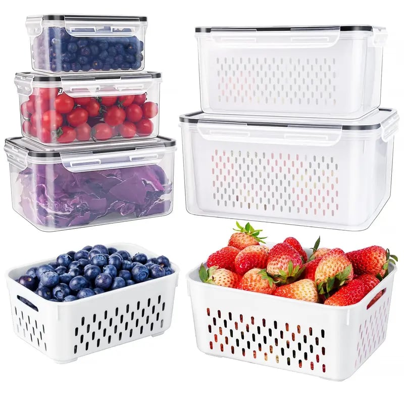 The Ultimate 5-Piece 4-in-1 Produce Saver & Fridge Organizer Set
