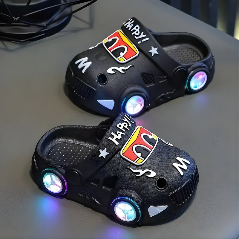FlashWheels-Cute Cartoon Car Slippers with Colorful Lights and Anti-Slip Sole