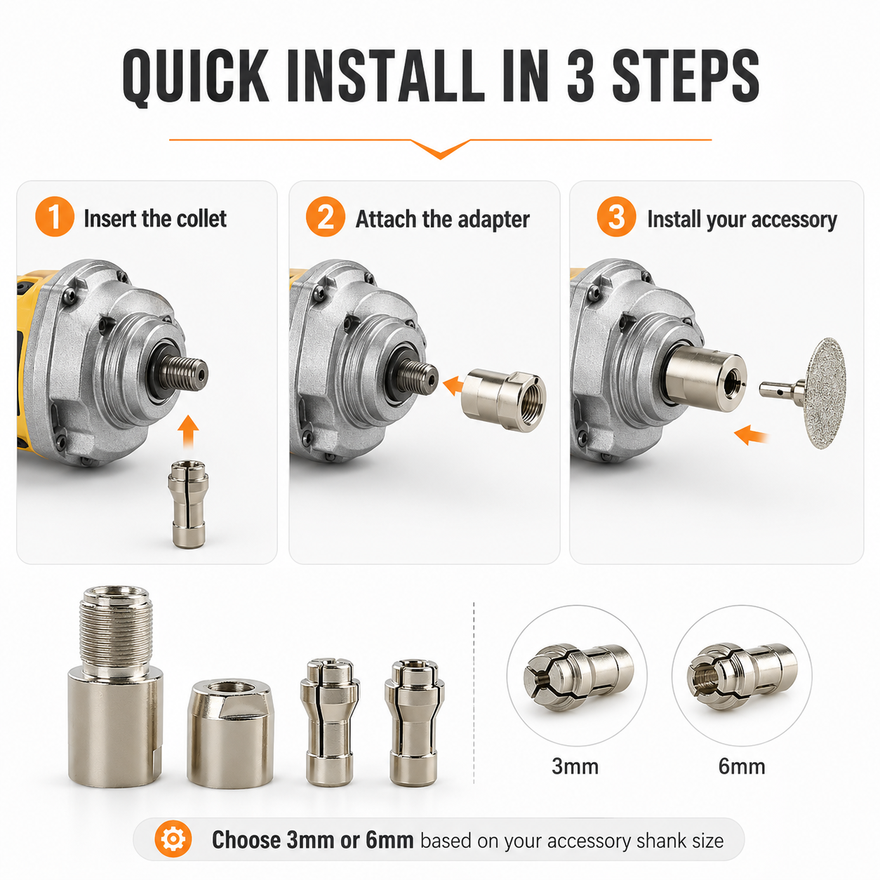 ✨⚙️Angle Grinder Conversion Kit 🔧 3mm/6mm Dual Collet – 100-type angle grinder Adapter for Carving & Polishing
