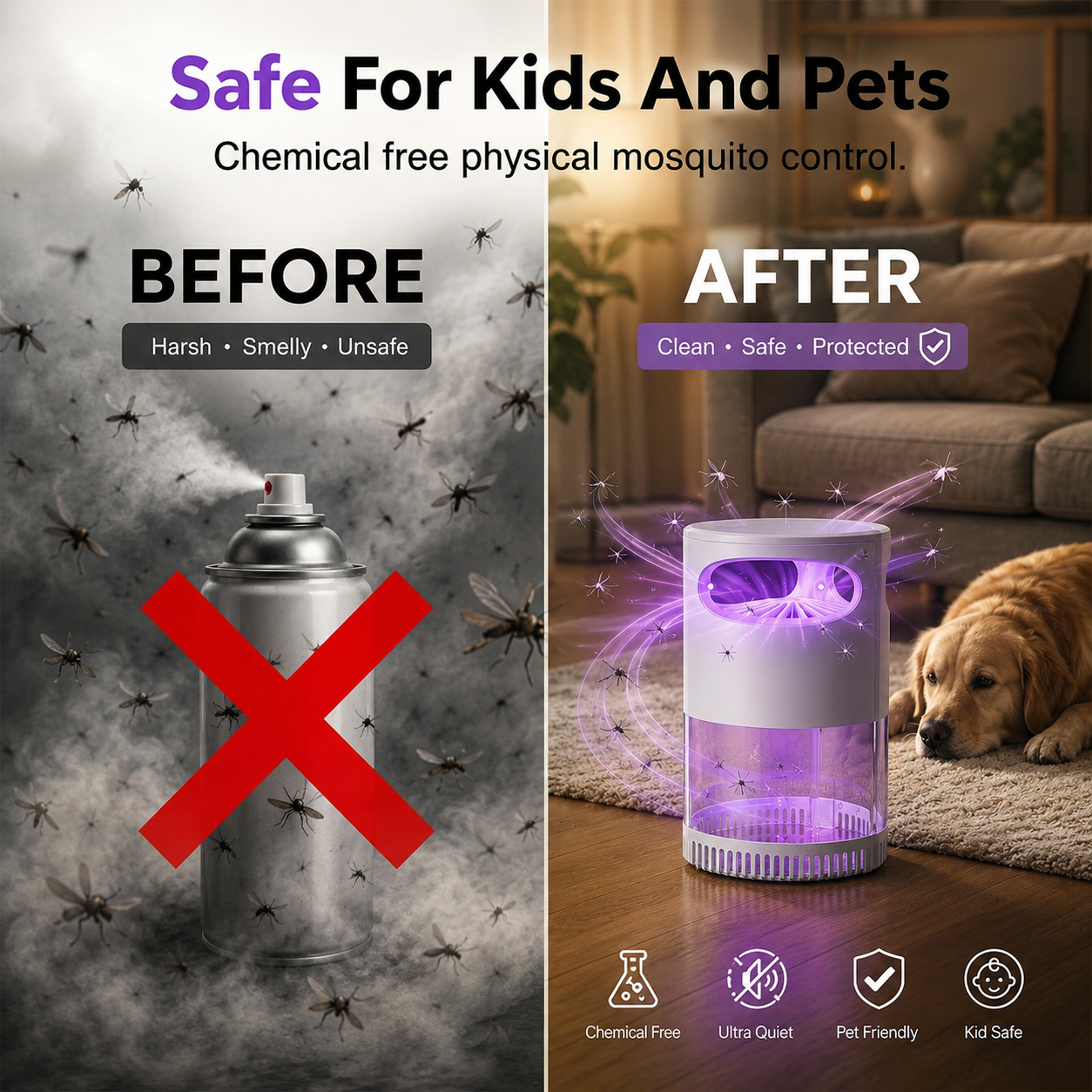 🌙SAVE 49% NOW🔥Quiet UV Mosquito Trap – Chemical-Free & Safe for Kids & Pets🦟