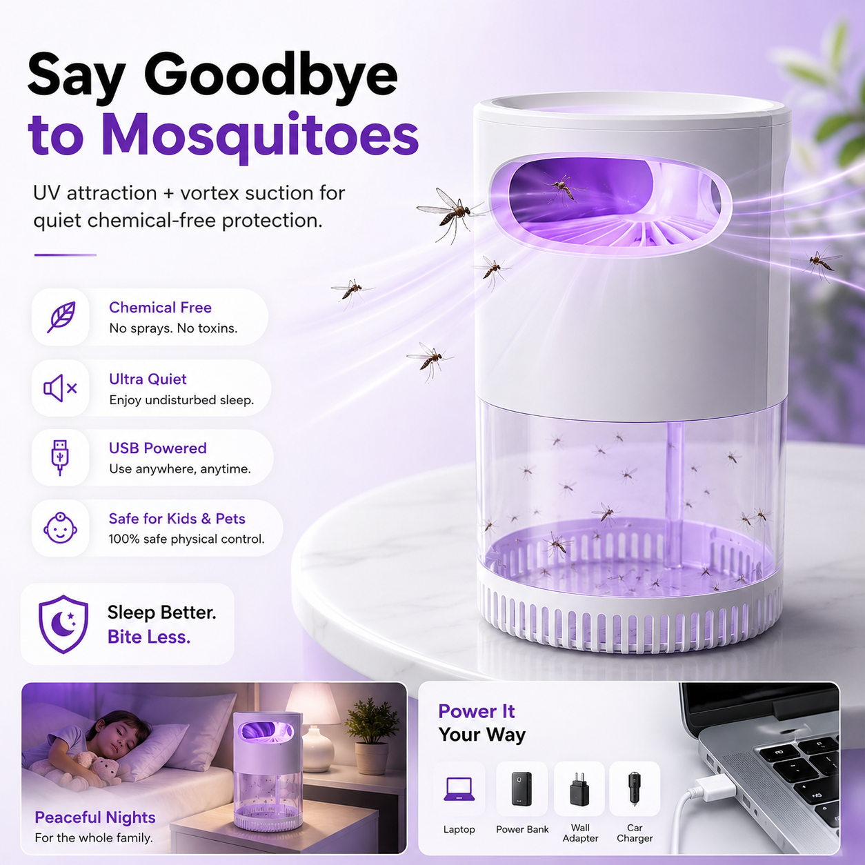 🌙SAVE 49% NOW🔥Quiet UV Mosquito Trap – Chemical-Free & Safe for Kids & Pets🦟