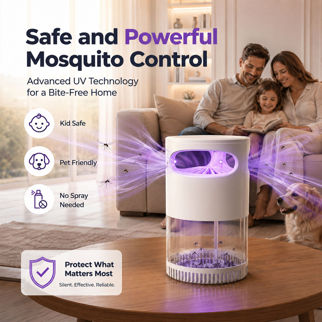 🌙SAVE 49% NOW🔥Quiet UV Mosquito Trap – Chemical-Free & Safe for Kids & Pets🦟