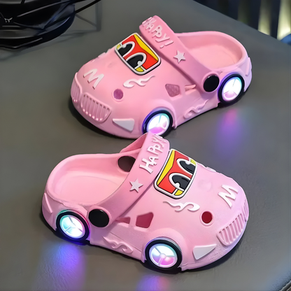 FlashWheels-Cute Cartoon Car Slippers with Colorful Lights and Anti-Slip Sole
