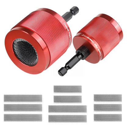 1/2" & 3/4" & 1" Copper Pipe Cleaner Set for Drill, with 1/4" Hex Shank & 9Brush Blades Plumbing Tools for Removing Rust, Stains & Paint from Copper & Metal Pipes (red)