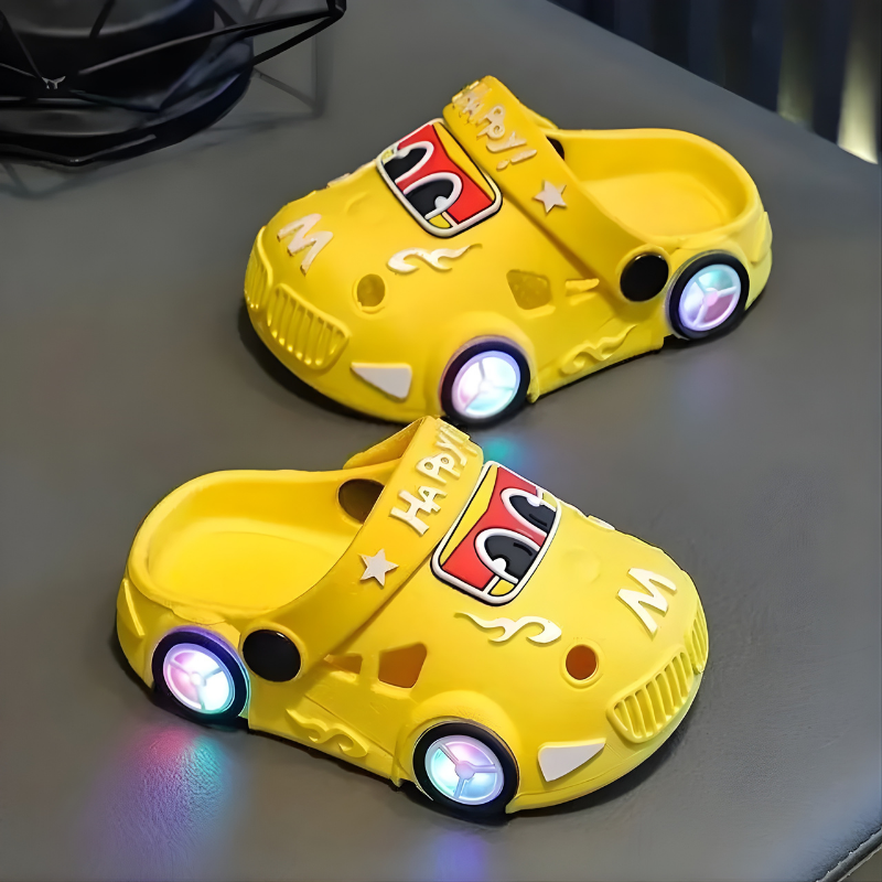 FlashWheels-Cute Cartoon Car Slippers with Colorful Lights and Anti-Slip Sole