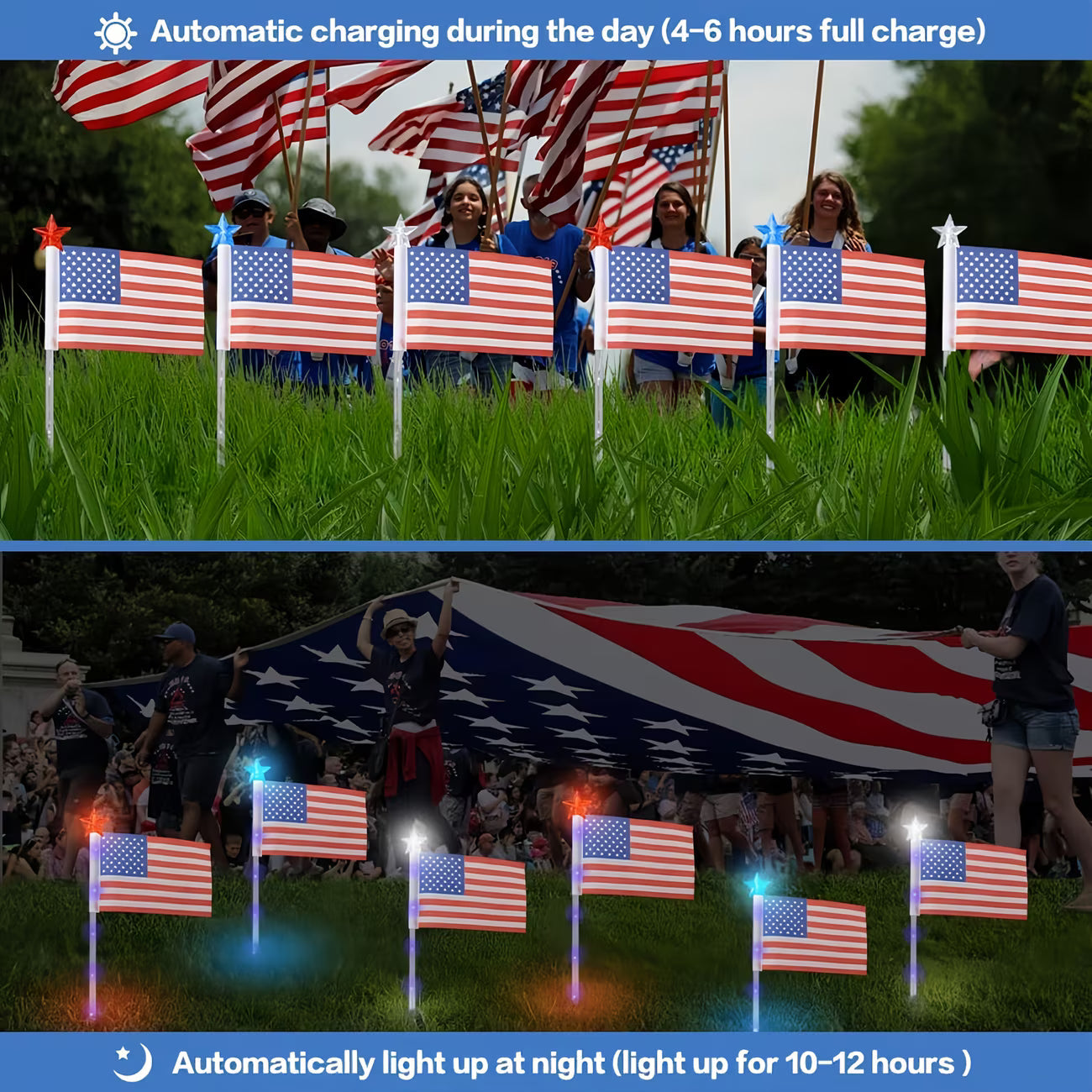 🇺🇸Independence Day Promotion-2-Piece Flag Light Set (4th of July Decorations with 8 Lighting Modes)